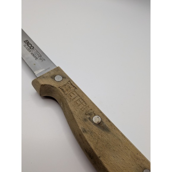 Vtg Ekco Eterna Slicer Knife 5-Inch Blade & Utility 6 in. Wood Handles Japan - Picture 14 of 16